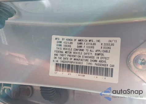 2015 Honda Accord Ex-L from USA, damaged, VIN 1HGCR2F88FA165603